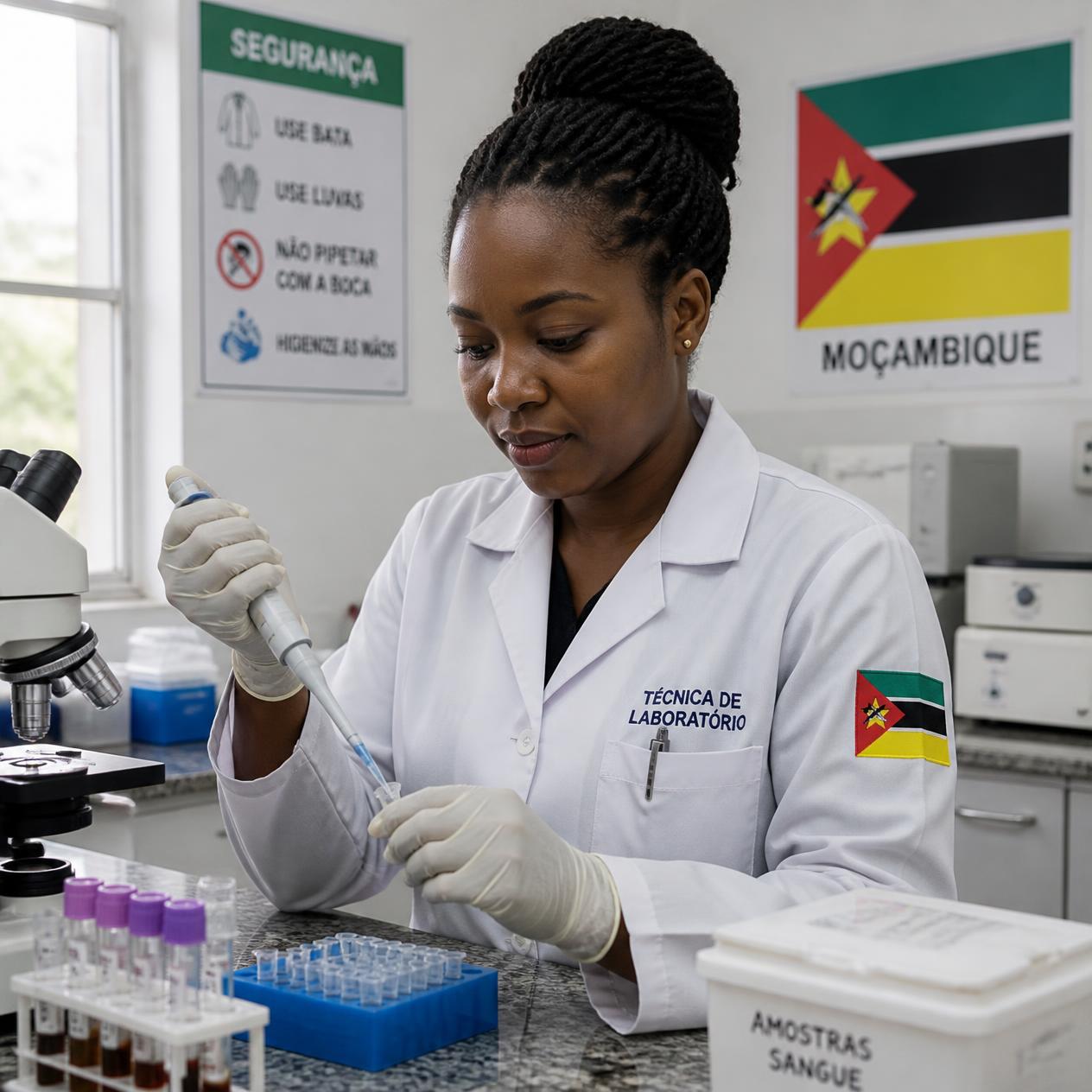 Healthcare provider from Mozambique working in a laboratory 1